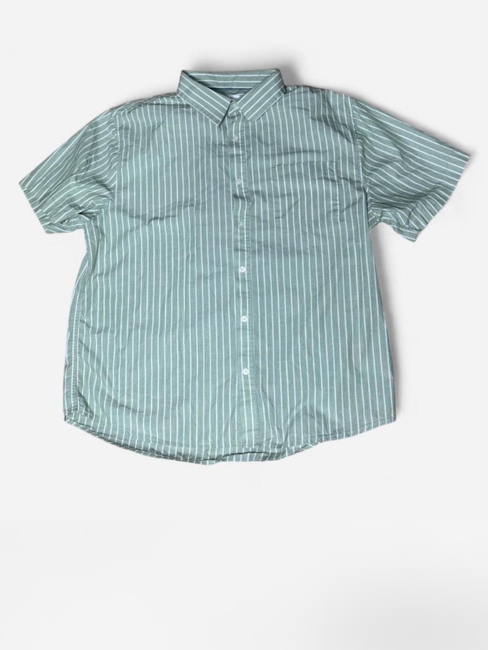 Men's Striped Short-Sleeve Button-Down Shirt - Green